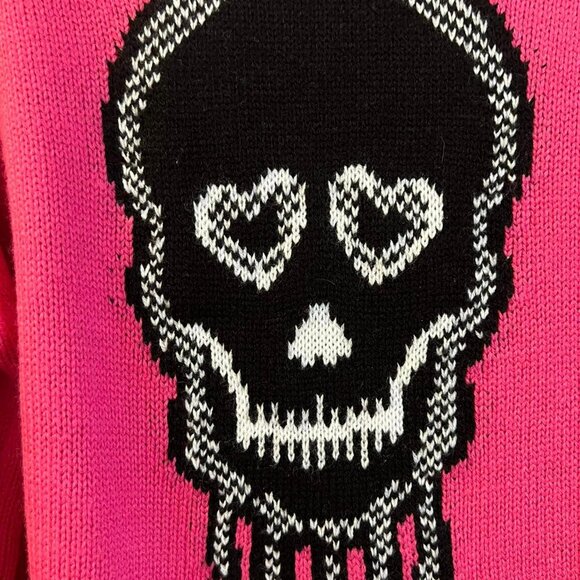 🐻Size L(11-13) - NOBO - Pink Distressed Sweater w/Skull Design - Picture 3 of 8